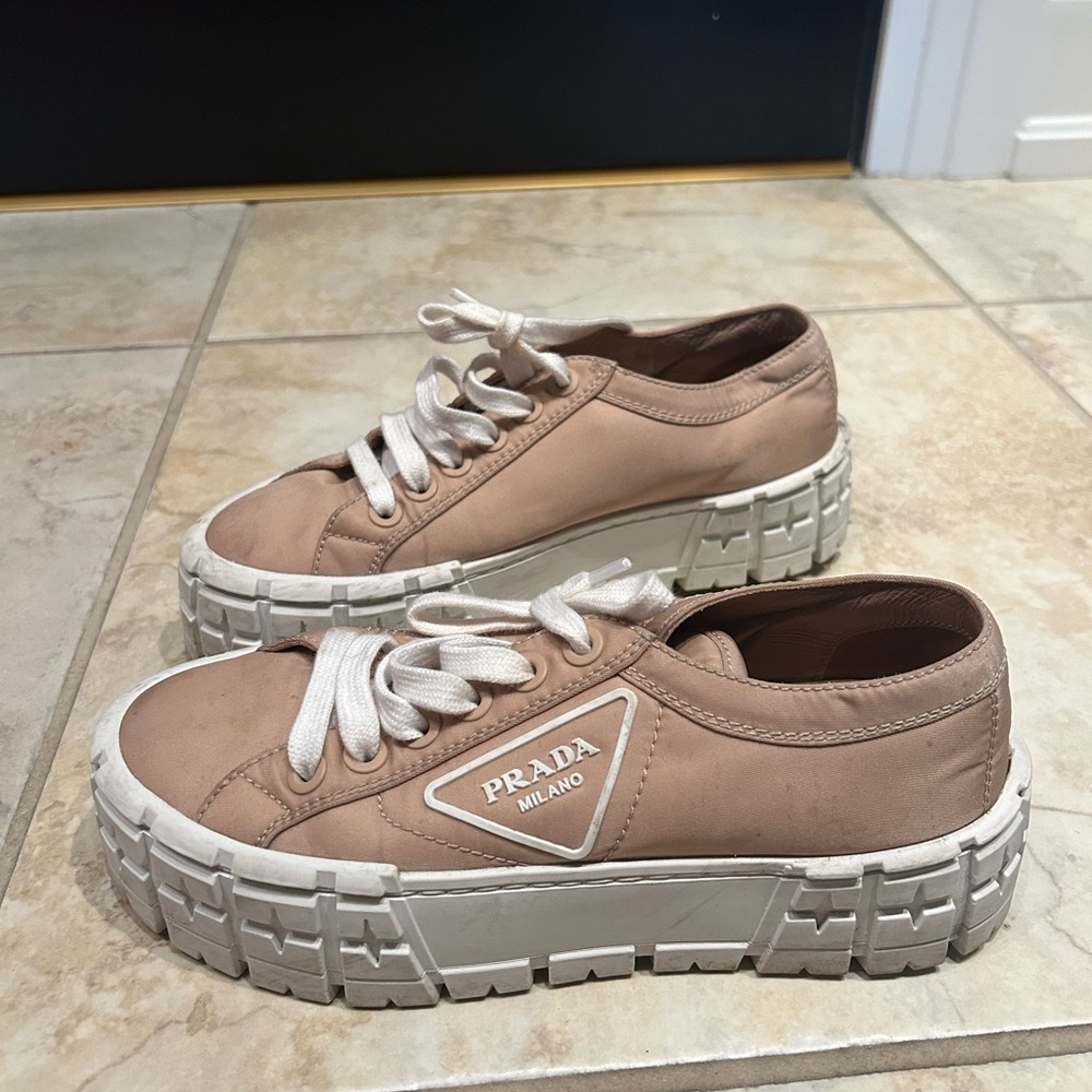 Prada double wheel nylon gabardine sneakers